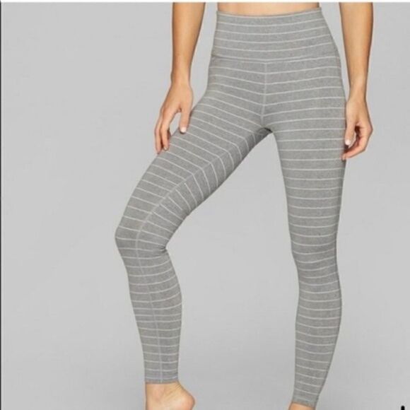 Athleta Heather Gray Stripe High Rise Churatanga Leggings - Picture 6 of 9